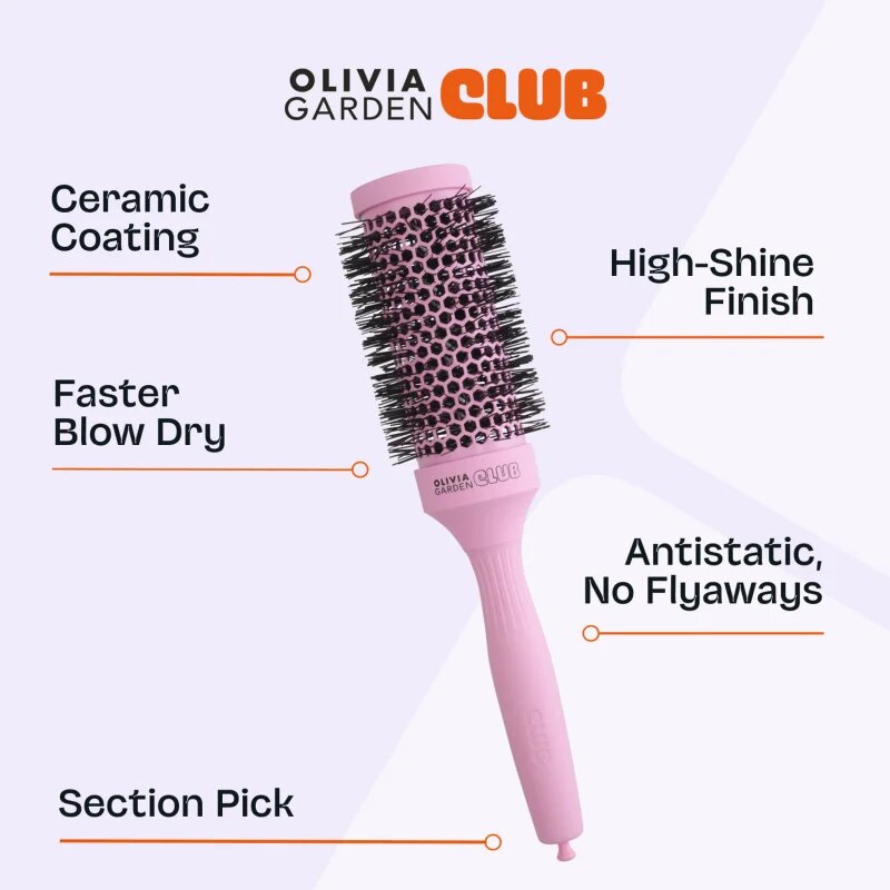 Olivia Garden Club The Glow Blowout Ceramic Round Brush Pink кръгла четка за коса M 1 бр.