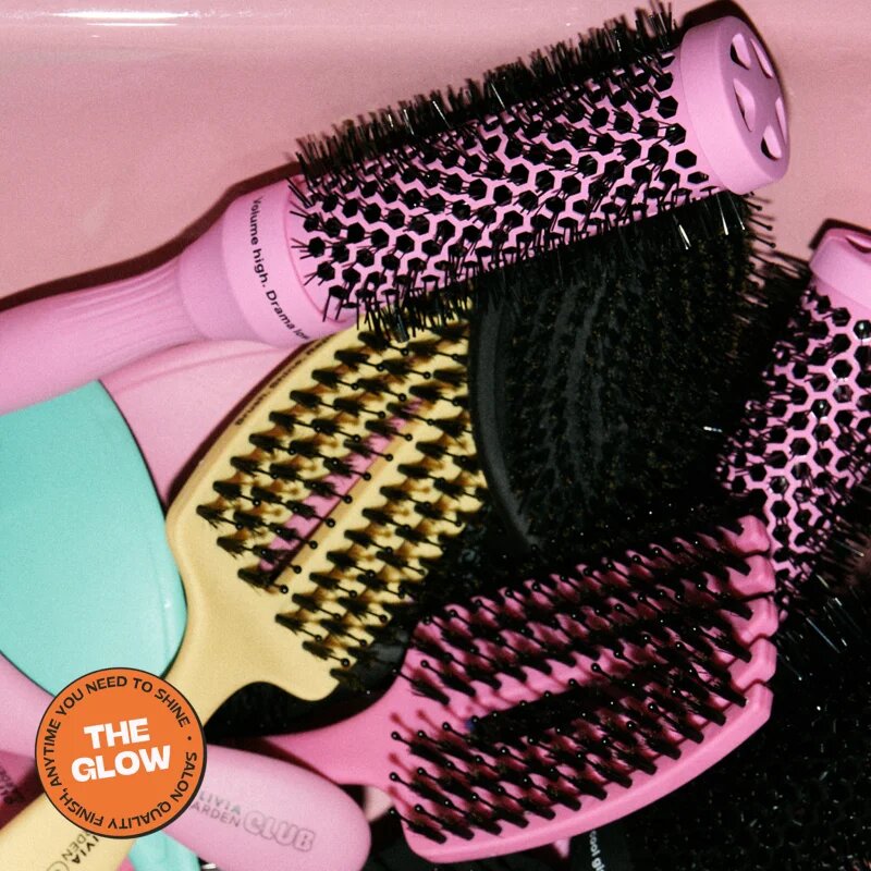 Olivia Garden Club The Glow Blowout Ceramic Round Brush Pink кръгла четка за коса S 1 бр.
