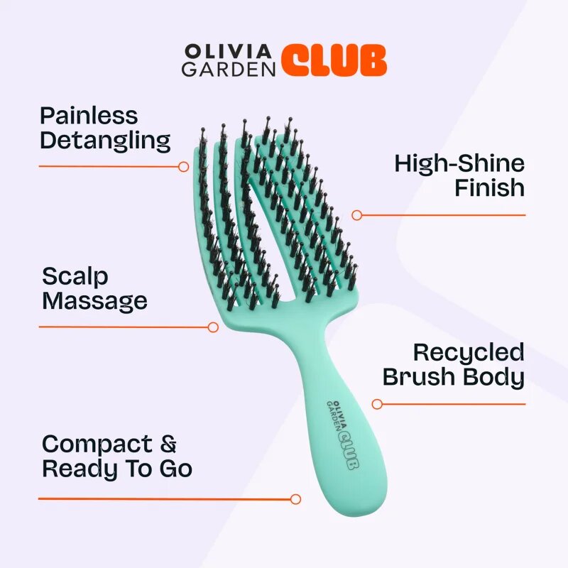 Olivia Garden Club The Nomad Detangling&Shine Fingerbrush​ плоска четка За коса Mint 1 бр.