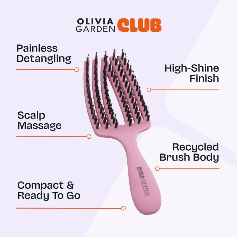 Olivia Garden Club The Nomad Detangling&Shine Fingerbrush​ плоска четка За коса Pink 1 бр.