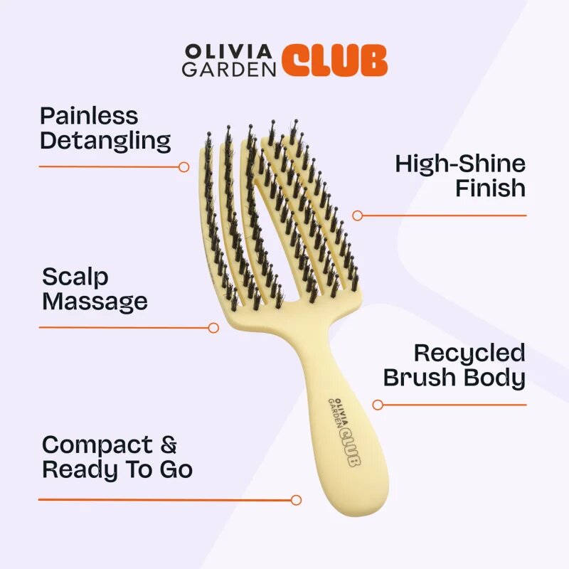 Olivia Garden Club The Nomad Detangling&Shine Fingerbrush​ плоска четка За коса Yellow 1 бр.