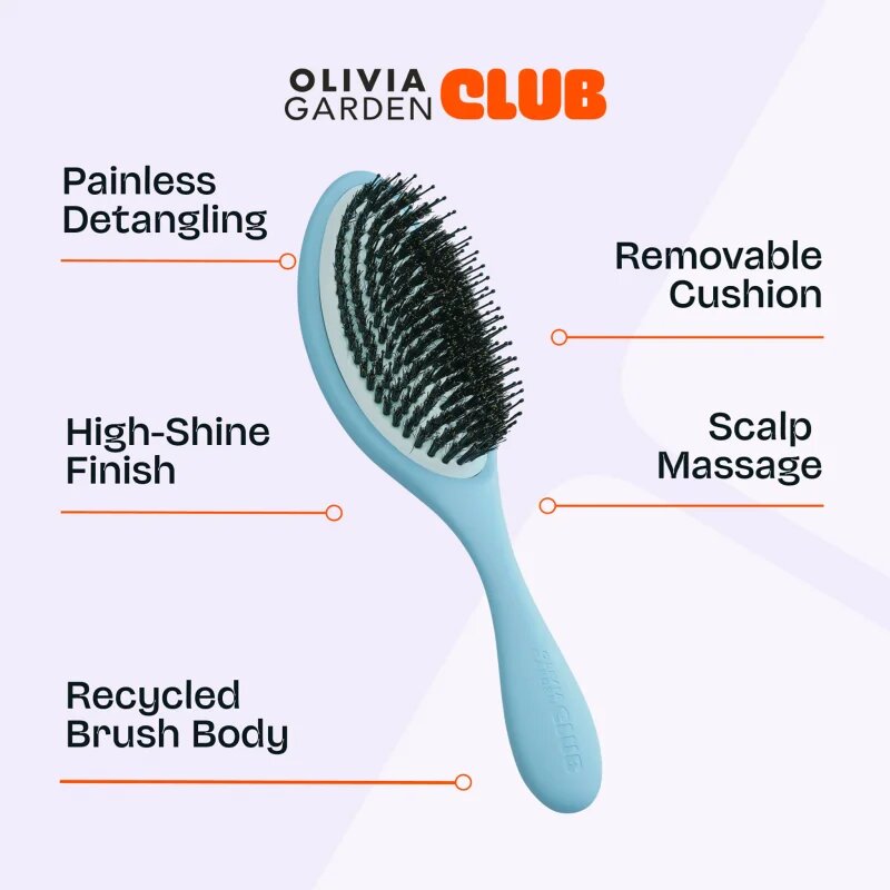 Olivia Garden Club The Reset Detangling&Shine Hairbrush плоска четка с калъфка Blue 1 бр.