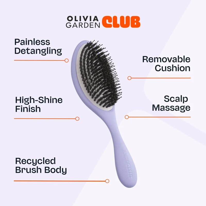 Olivia Garden Club The Reset Detangling&Shine Hairbrush плоска четка с калъфка Lilac 1 бр.