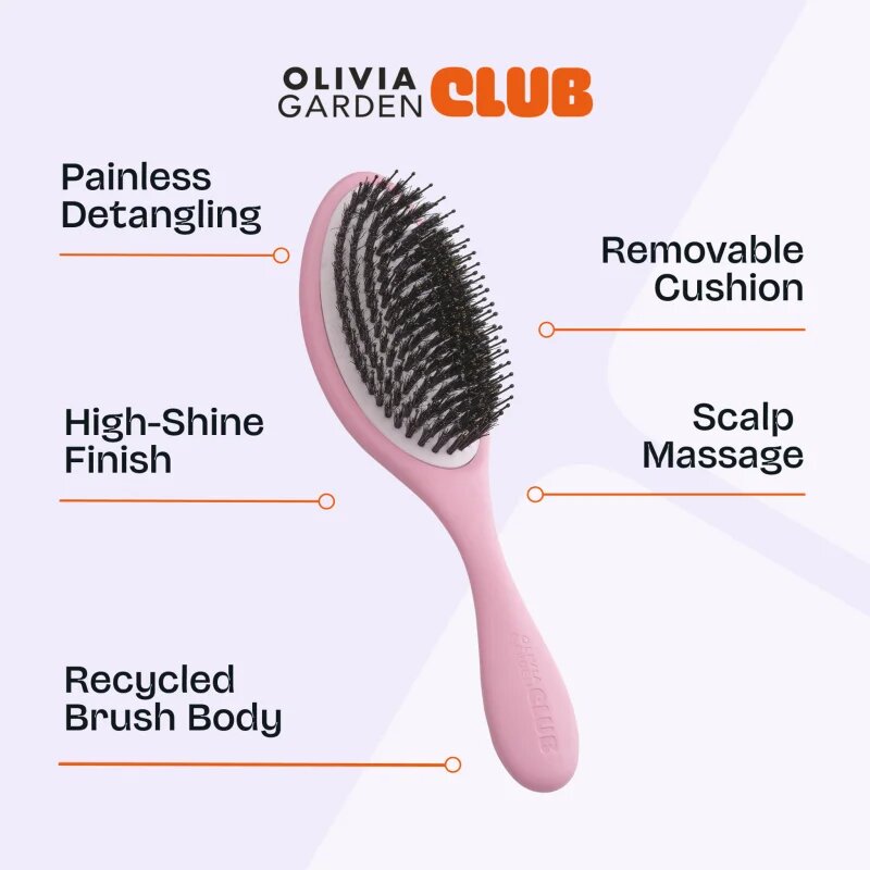 Olivia Garden Club The Reset Detangling&Shine Hairbrush плоска четка с калъфка Pink 1 бр.