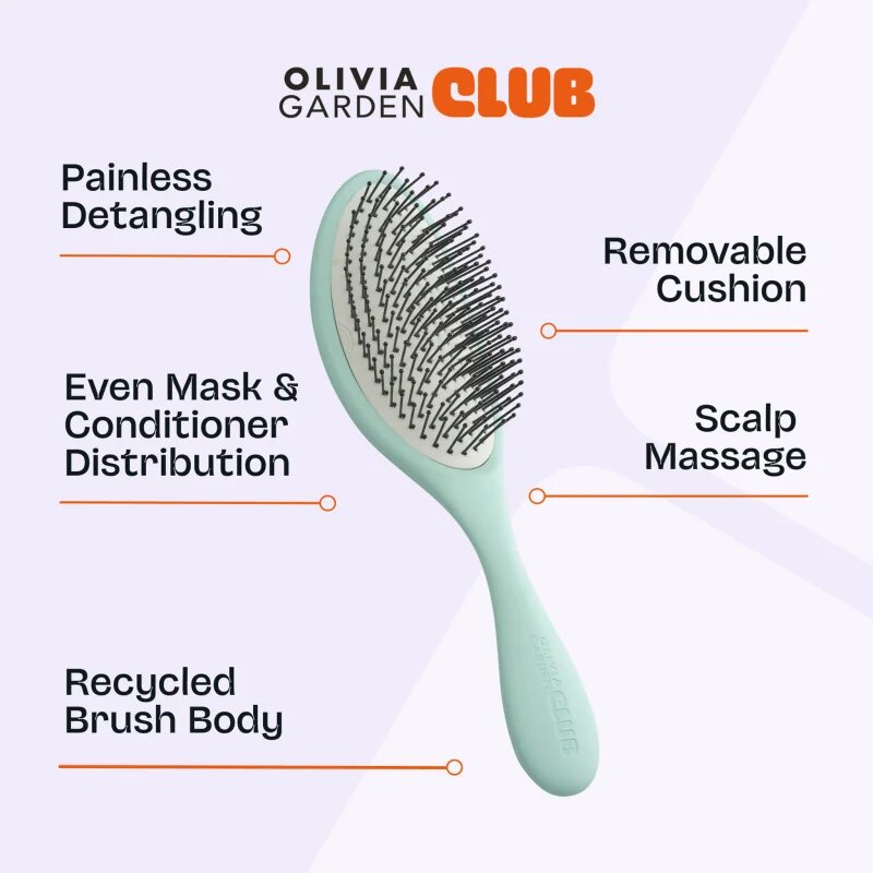 Olivia Garden Club The Reset Wet&Curly Detangling Hairbrush плоска четка с калъфка Mint 1 бр.