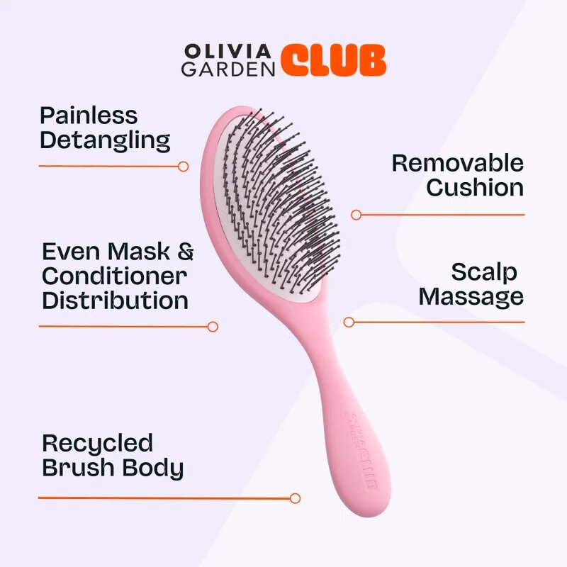 Olivia Garden Club The Reset Wet&Curly Detangling Hairbrush плоска четка с калъфка Pink 1 бр.
