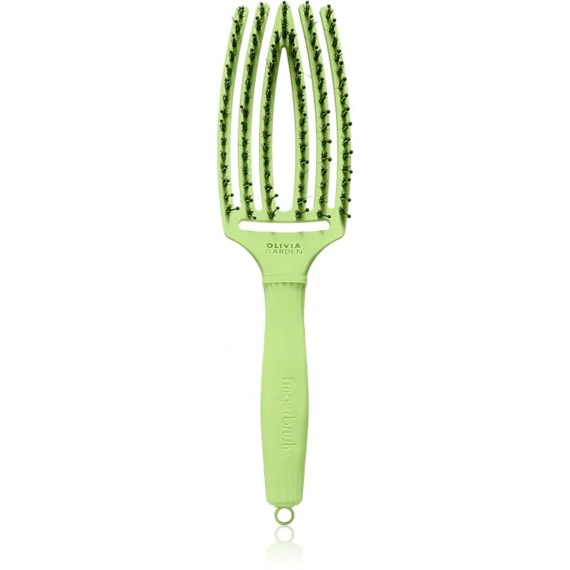 Olivia Garden Fingerbrush Boar & Nylon Четка за коса с влакна от найлон и глиган Dolce Vita Green Pistacchio 1 бр.