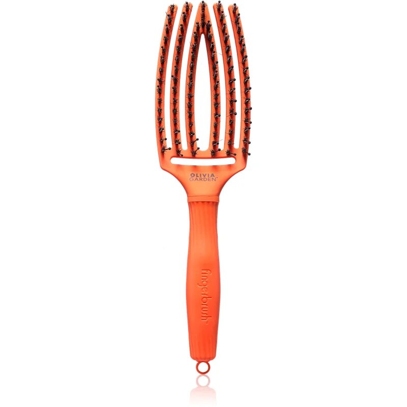 Olivia Garden Fingerbrush Boar & Nylon Четка за коса с влакна от найлон и глиган Dolce Vita Orange Spritz 1 бр.