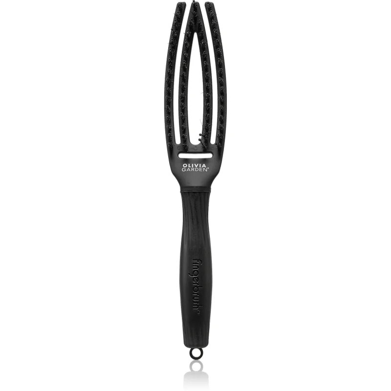 Olivia Garden Fingerbrush Boar & Nylon Четка за коса с влакна от найлон и глиган Full Black S 1 бр.