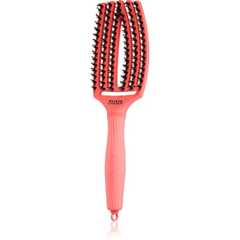Olivia Garden Fingerbrush Boar & Nylon Четка за коса с влакна от найлон и глиган Red Confidence 1 бр.