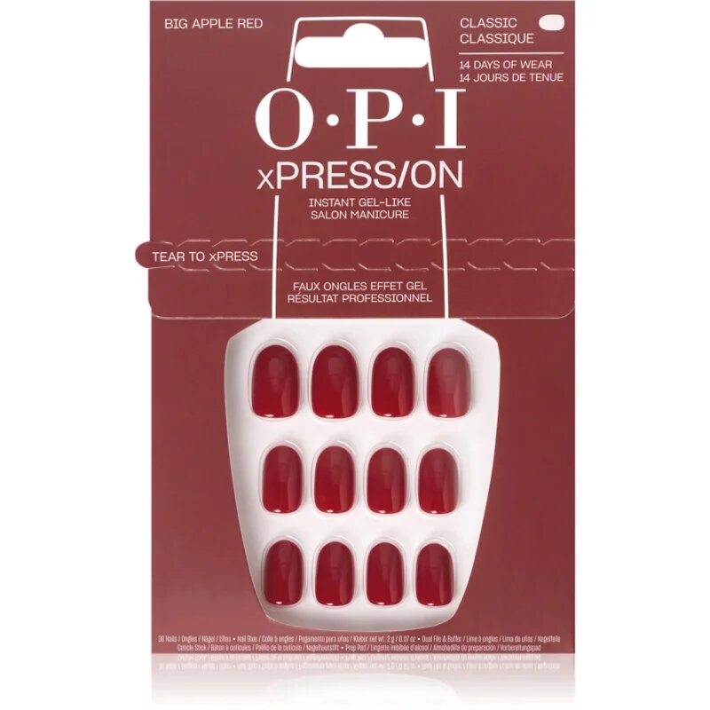 OPI xPRESS/ON Изкуствени нокти Big Apple Red 30 бр.