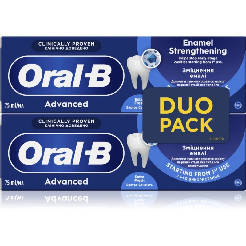 Oral-B Advanced Enamel Strengthening паста за зъби за да се засили зъбния емайл Extra Fresh 2x75 мл.