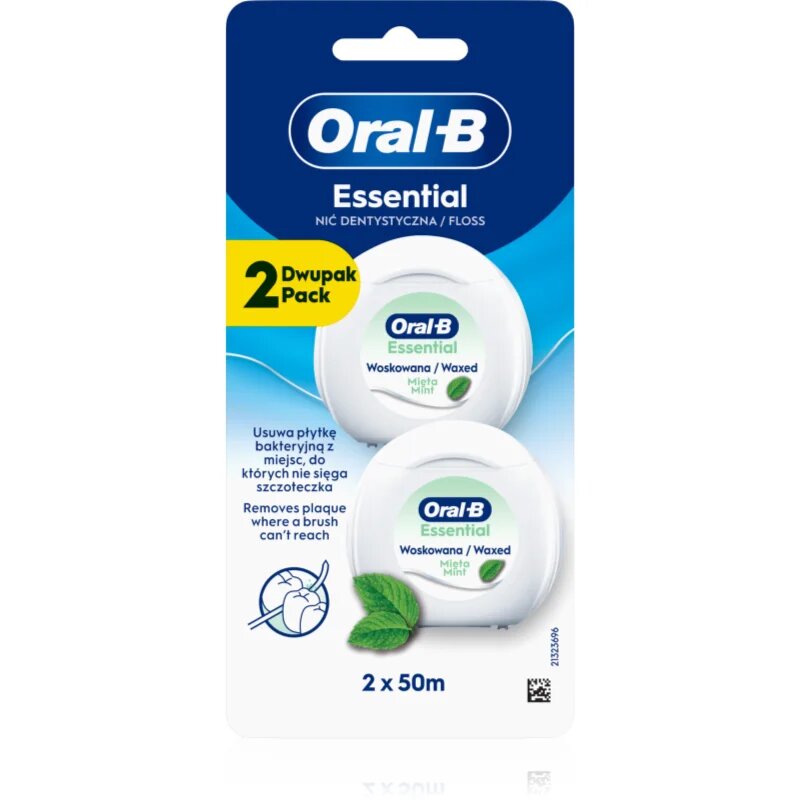Oral-B Essential Floss Mint восъчен конец за зъби с вкус на мента 2x50 м