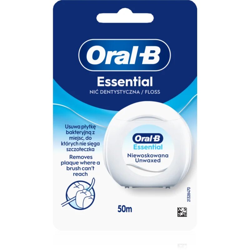 Oral-B Essential Floss Unwaxed конец за зъби без восък 50 м
