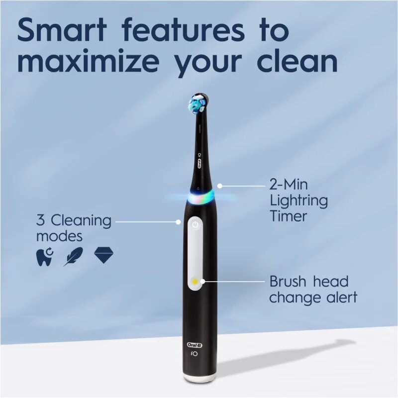 Oral-B iO White Clean електрическа четка за зъби с калъф за зарядно устройство Matte Black 1 бр.