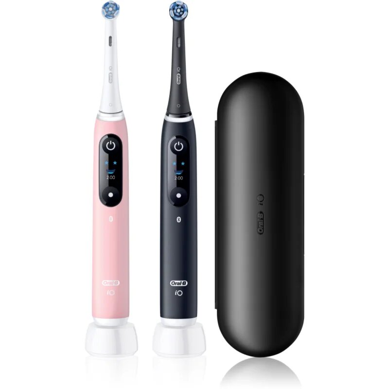 Oral-B iO6 Connected Coach електрическа четка за зъби с калъфка ДУО ОПАКОВКА 2 бр.