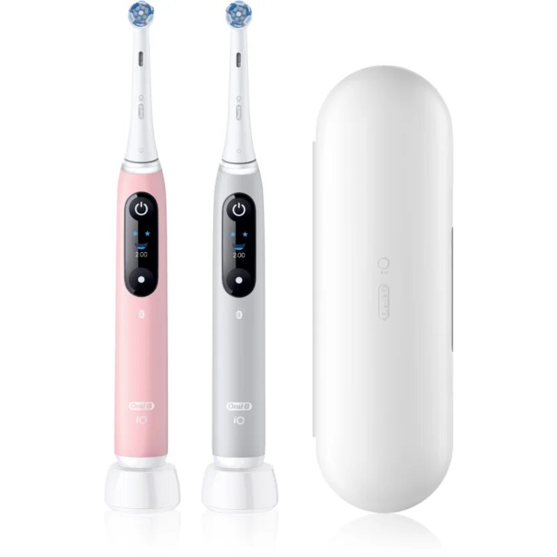 Oral-B iO6 Connected Coach електрическа четка за зъби с калъфка ДУО ОПАКОВКА 2 бр.