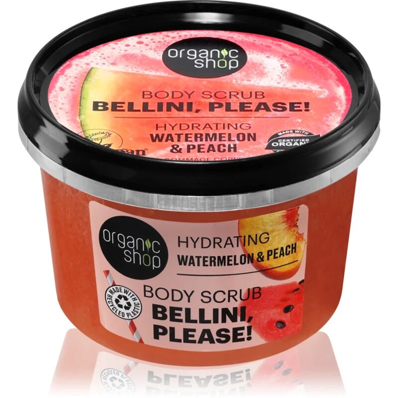 Organic Shop Bellini please! хидратиращ пилинг за тяло аромати watermelon & peach 250 мл.