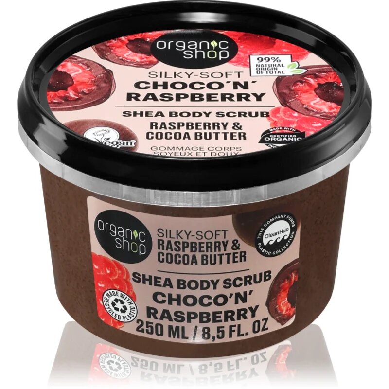 Organic Shop Choco'n'Raspberry нежен пилинг за тяло с масло от шеа 250 мл.