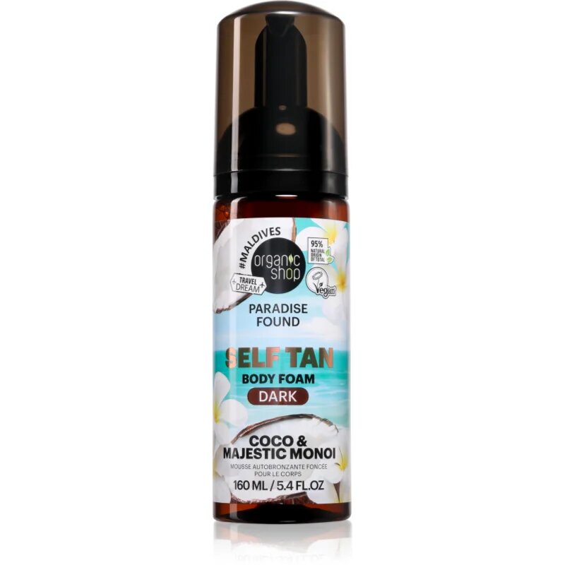 Organic Shop Paradise Found Coco & Majestic Monoi пяна за тяло с автобронзиращ ефект цвят Dark 160 мл.