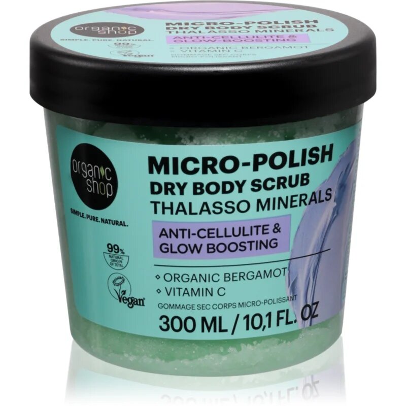 Organic Shop Thalasso Micro-Polish Dry Body Scrub озаряващ пилинг за тяло за кожа с целулит 300 мл.