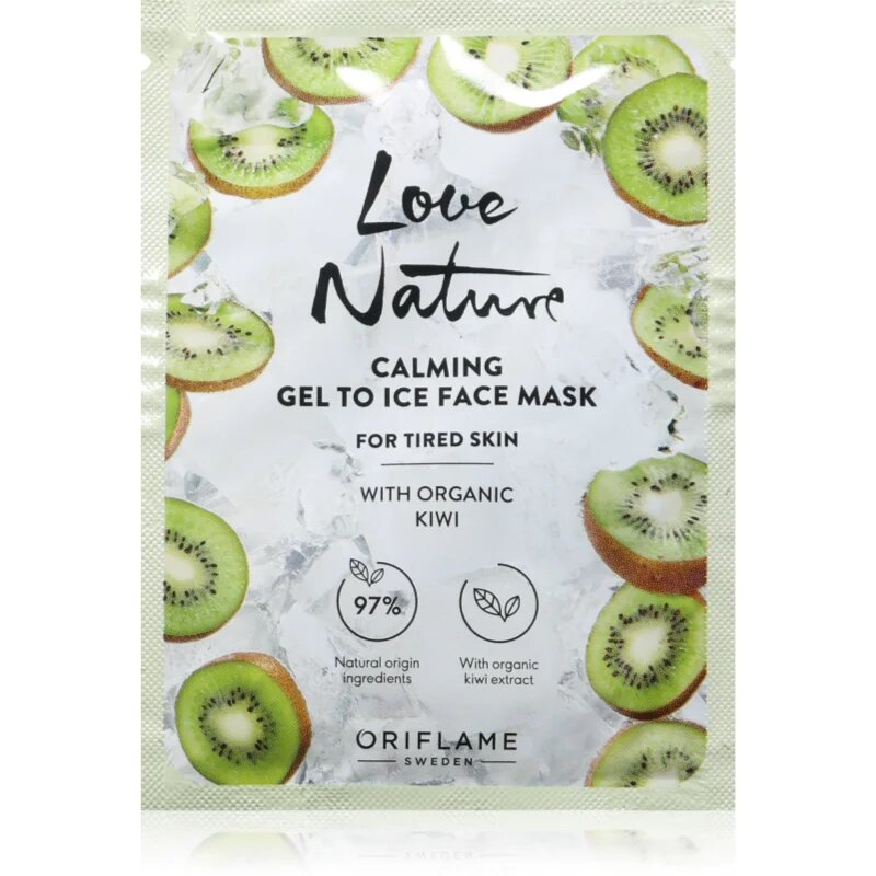 Oriflame Love Nature Gel To Ice Organic Kiwi успокояваща маска за лице за уморена кожа 10 мл.