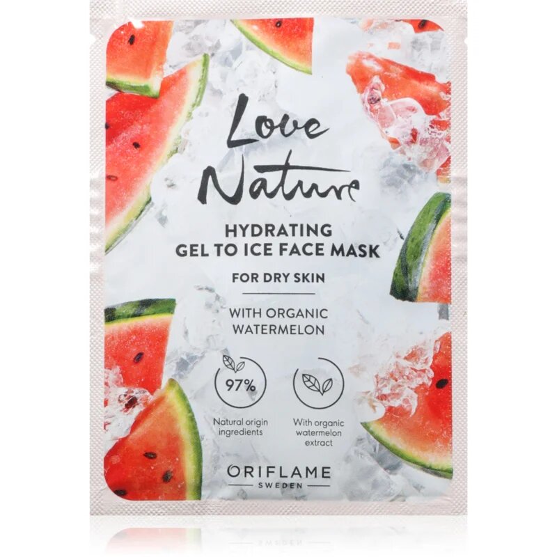 Oriflame Love Nature Gel To Ice Organic Watermelon хидратираща маска за лице за суха кожа 10 мл.
