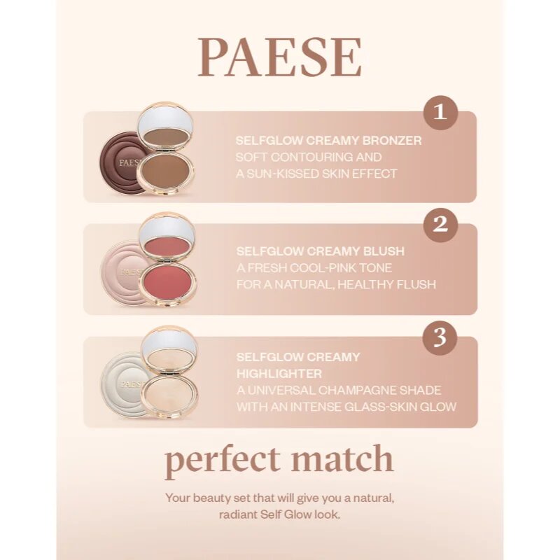 Paese Self Glow Blush кремообразен руж цвят 01 peony kiss 9 гр.