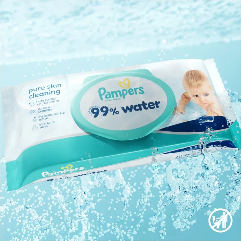 Pampers 99% Water Baby Wipes мокри почистващи кърпички за деца 9x60 бр.