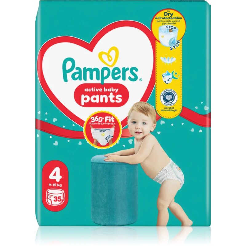 Pampers Active Baby Pants Size 4 еднократни пелени гащички 9-15 kg 35 бр.