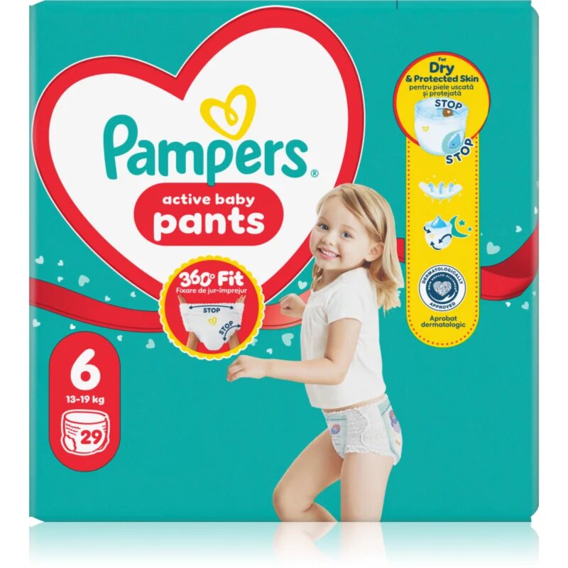 Pampers Active Baby Pants Size 6 еднократни пелени гащички 13-19 kg 29 бр.