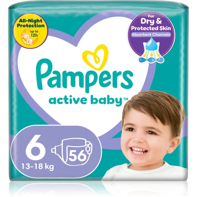 Pampers Active Baby Size 6 еднократни пелени 13-18 kg 56 бр.