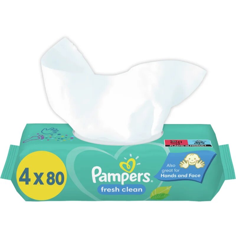 Pampers Fresh Clean мокри почистващи кърпички за деца за чувствителна кожа 4x80 бр.