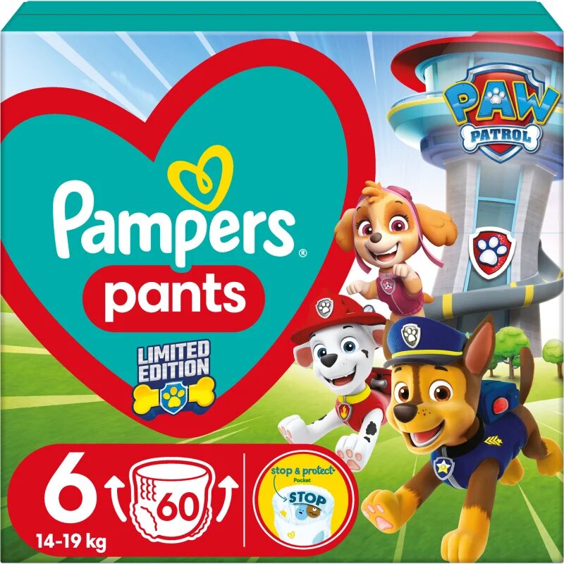 Pampers Pants Paw Patrol Size 6 еднократни пелени гащички 13-19 kg 60 бр.