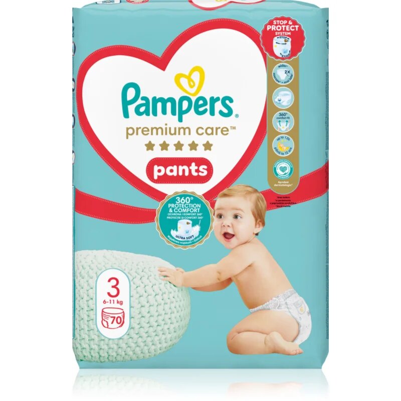 Pampers Premium Care Pants Size 3 еднократни пелени гащички 6-11 kg 70 бр.