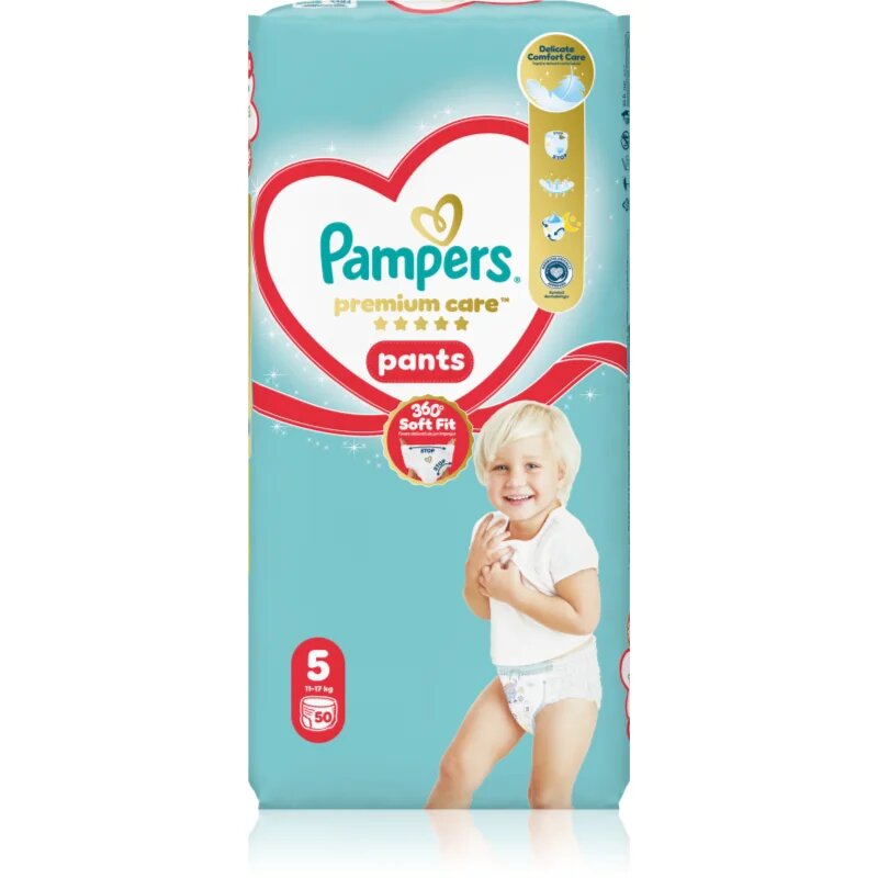 Pampers Premium Care Pants Size 5 еднократни пелени гащички 11-17 kg 50 бр.