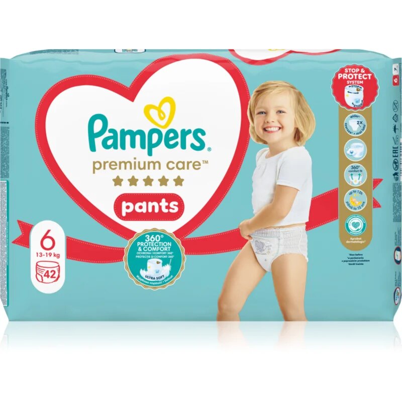 Pampers Premium Care Pants Size 6 еднократни пелени гащички 13-19 kg 42 бр.