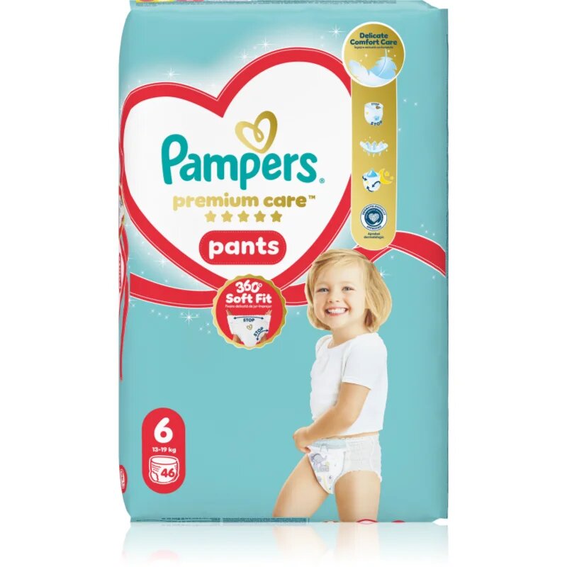 Pampers Premium Care Pants Size 6 еднократни пелени гащички 13-19 kg 46 бр.