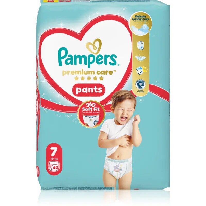 Pampers Premium Care Pants Size 7 еднократни пелени гащички 15+ kg 40 бр.