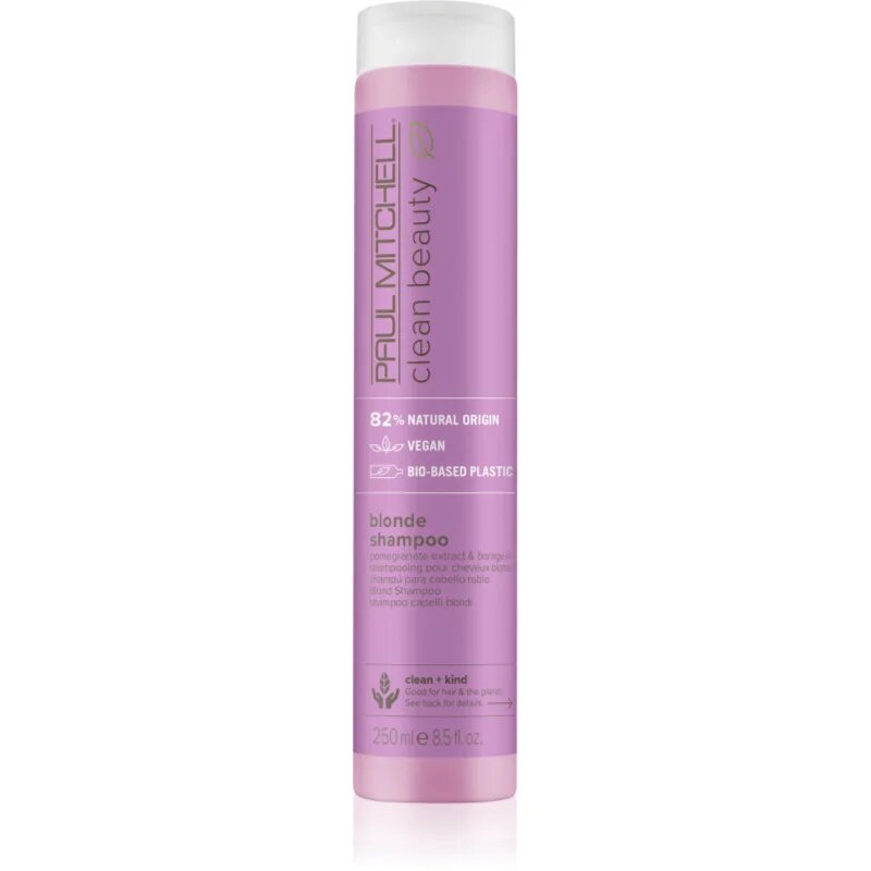 Paul Mitchell Clean Beauty Blonde Shampoo лилав шампоан за изрусена коса коса с кичури със студени руси нюанси 250 мл.