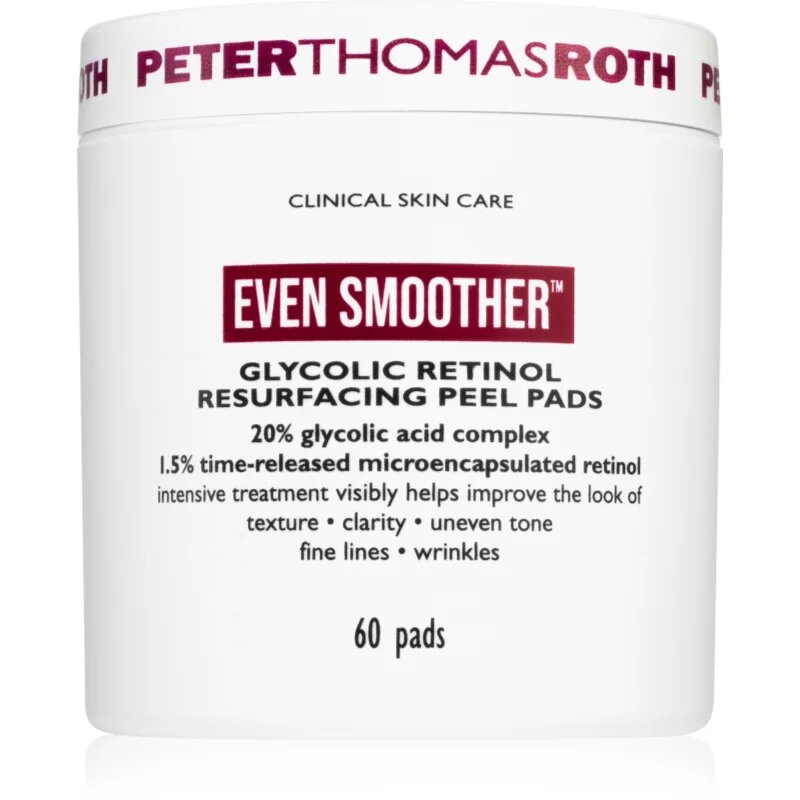 Peter Thomas Roth EVEN SMOOTHER™ Glycolic Retinol Resurfacing Peel Pads ексфолиращи тампони за лице за нощ 1 капс.