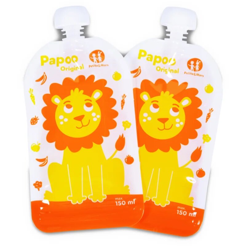Petite&Mars Papoo детски храни в пауч опаковка Lion 6x150 мл.