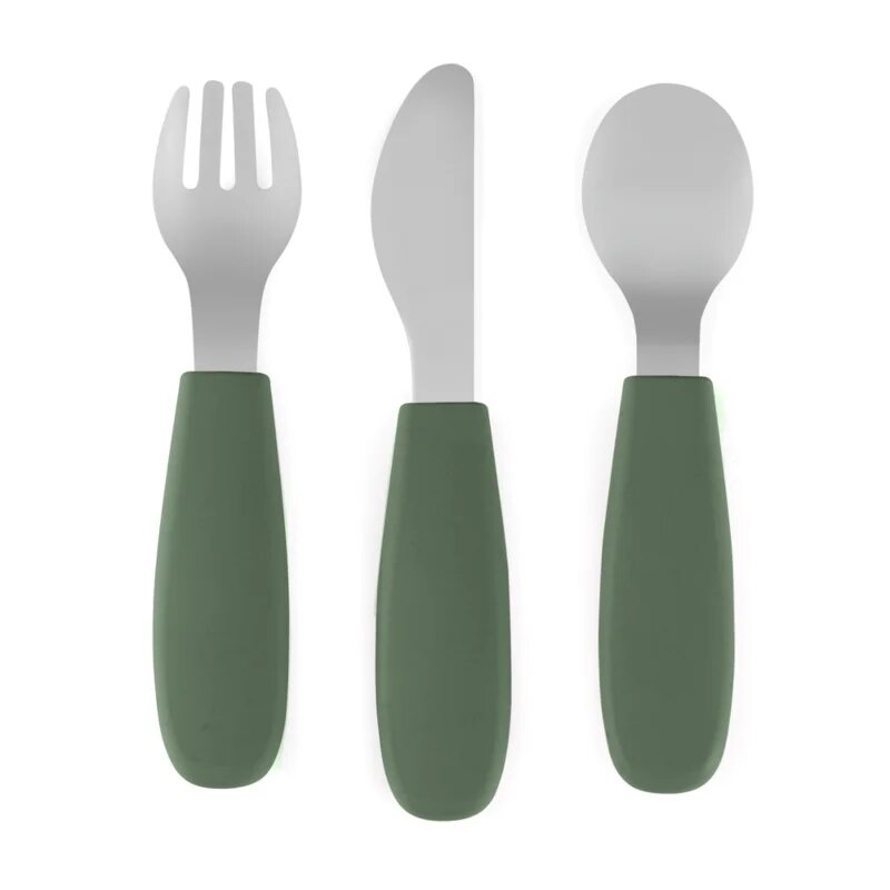 Petite&Mars Take&Match Stainless Steel Cutlery Set прибор за деца Misty Green 12m+ 3 бр.