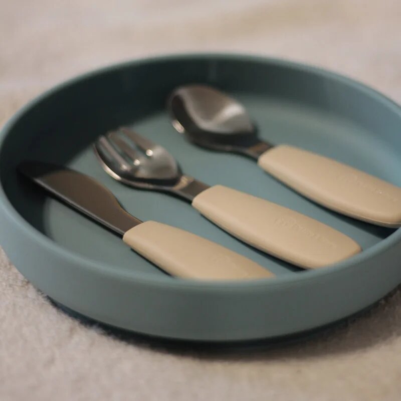 Petite&Mars Take&Match Stainless Steel Cutlery Set прибор за деца Ochre 12m+ 3 бр.