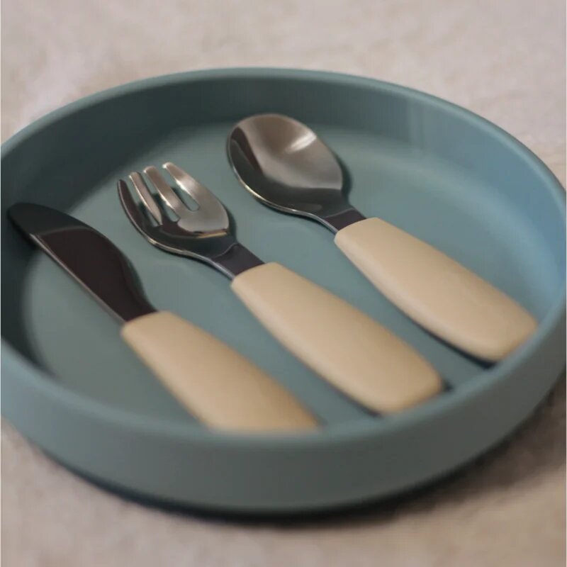 Petite&Mars Take&Match Stainless Steel Cutlery Set прибор за деца Velvet Latte 12m+ 3 бр.