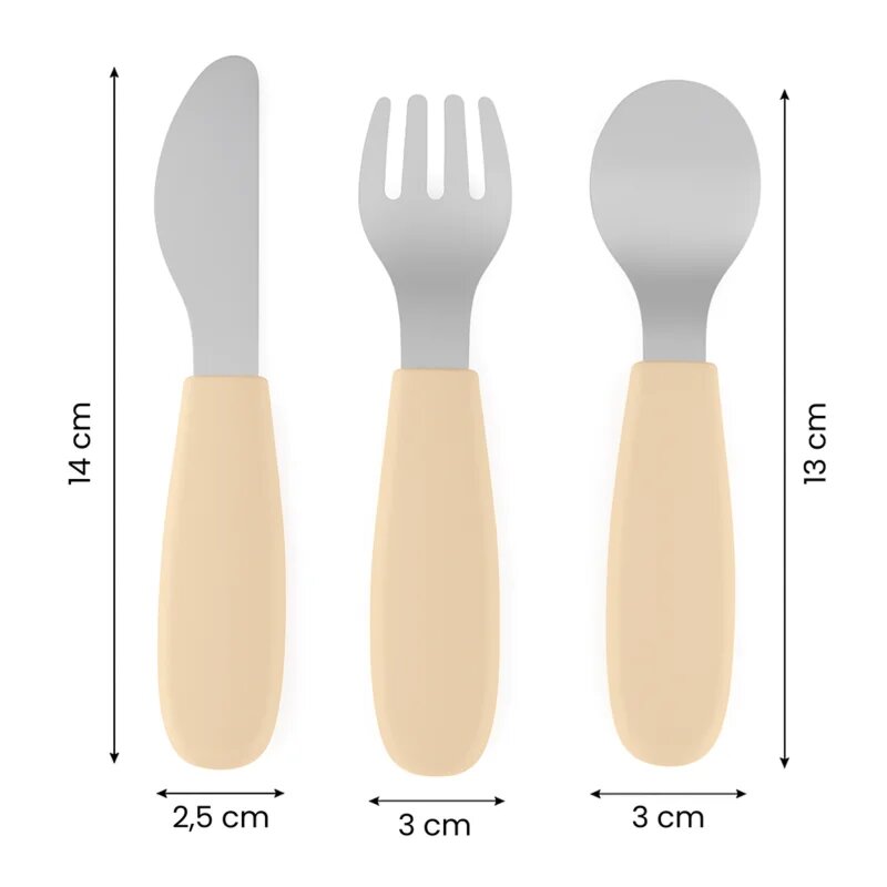 Petite&Mars Take&Match Stainless Steel Cutlery Set прибор за деца Velvet Latte 12m+ 3 бр.