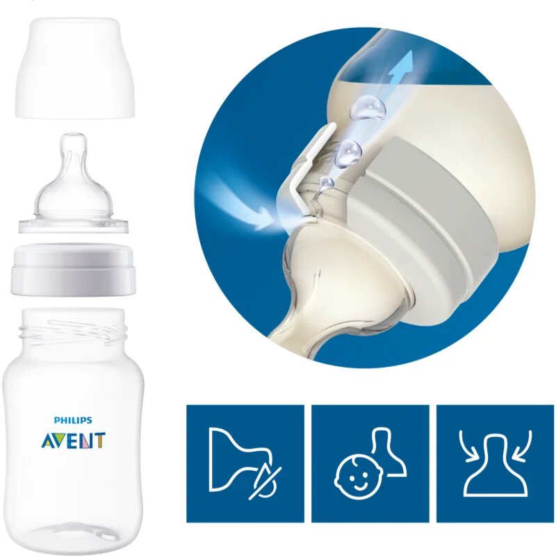 Philips Avent Anti-colic SCY761/02 биберон за шише против колики 0 m+ 2 бр.