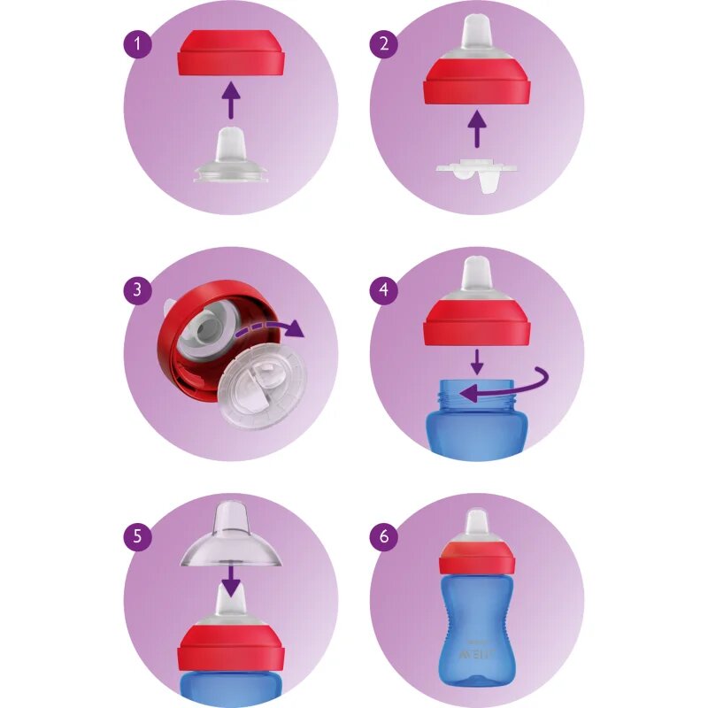 Philips Avent My Grippy SCF802/02 9m+ чаша Purple 1 бр.