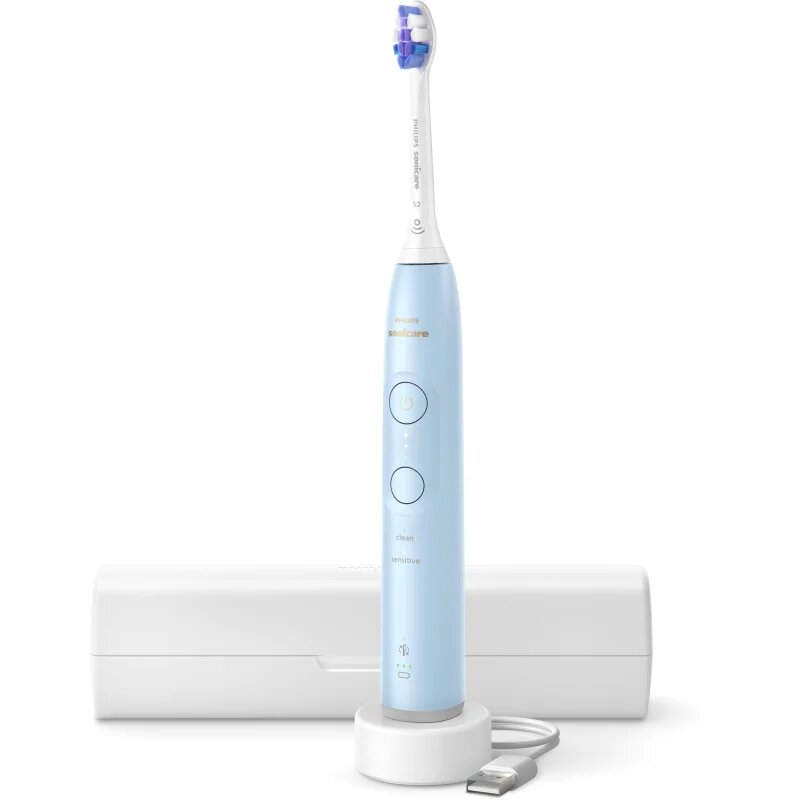 Philips Sonicare 6100 HX7406/02 звукова електрическа четка за зъби с калъфка за пътуване Light Blue 1 бр.