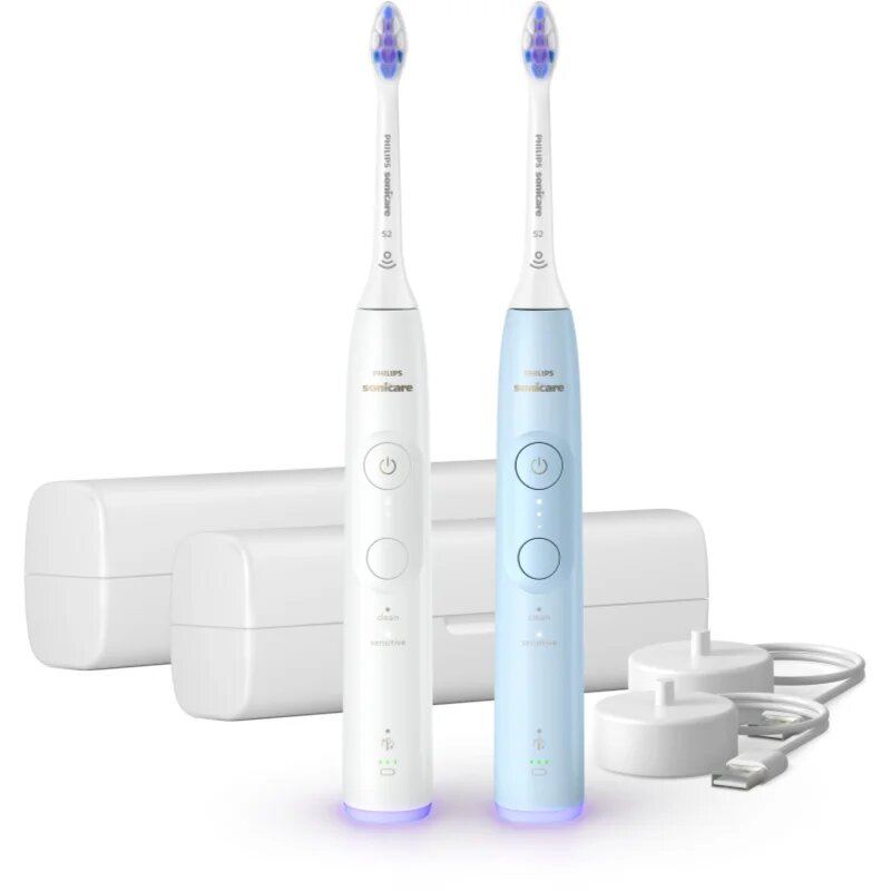 Philips Sonicare 6100 комплект от 2 четки за зъби с калъфи за пътуване